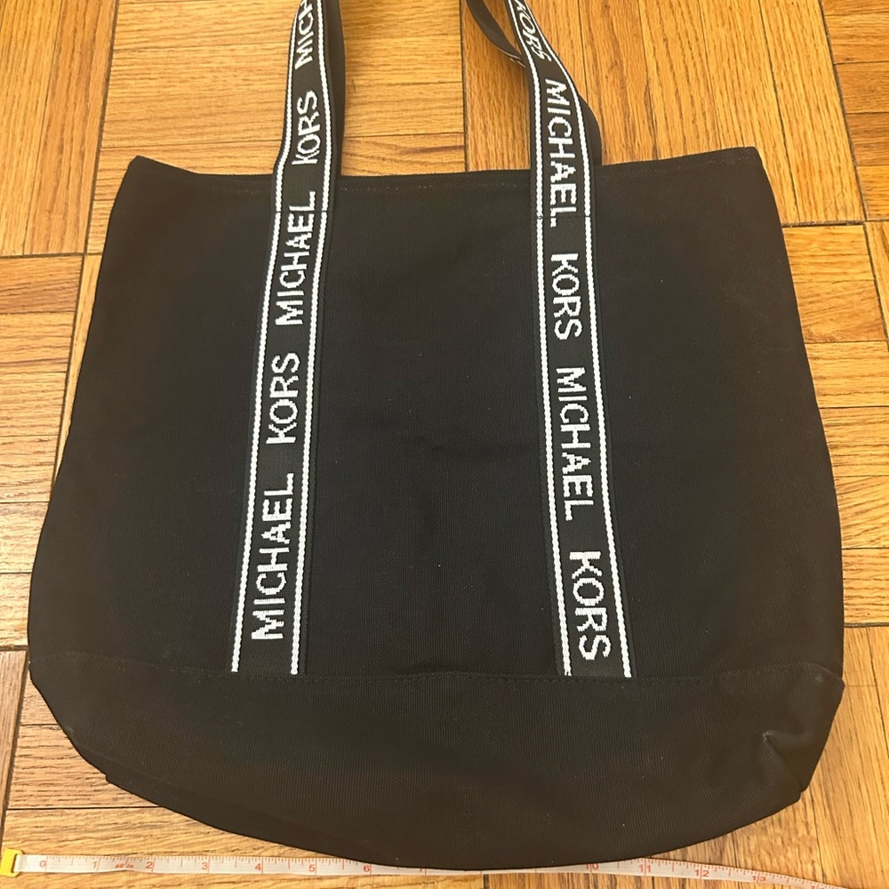 Michael Kors Black Canvas Tote with Logo Straps